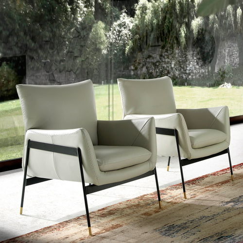 Moderner Sessel - 5042 - Angel Cerdá - Leder / Kuhfell / Stahl