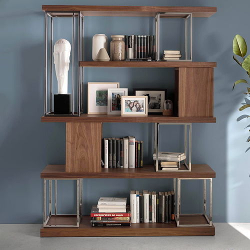 Modernes Bücherregal - 3220 - Angel Cerdá - für Büro / Nussbaum / Stahl