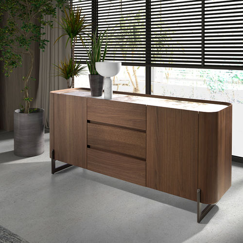Modernes Sideboard - 3252 - Angel Cerdá - Nussbaum / Holzfurnier / Porzellan