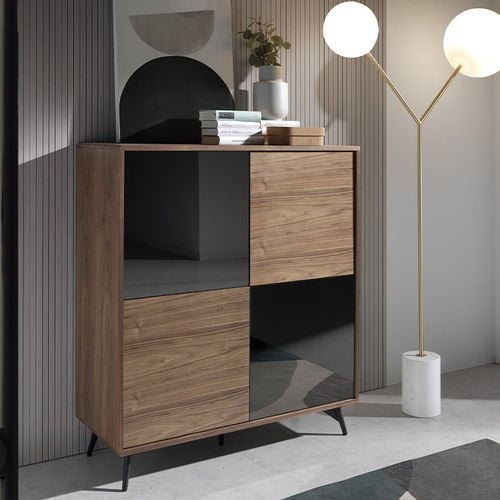 Hohes Sideboard - 3059 - Angel Cerdá - modern / Nussbaum / aus lackiertem Stahl
