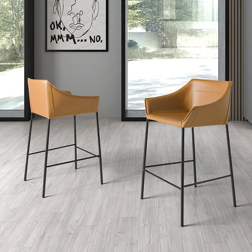 Moderner Barstuhl - 4145 - Angel Cerdá - für den Innenraum / Leder / Gestell aus Edelstahl