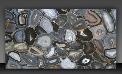 Halbedelstein-Steinplatte - BLACK AGATE - PAYANINI SRL - für Fußboden / für Innenausbau / poliert