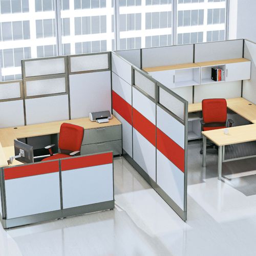 Bodenstehende Bürotrennwand - DIVI - AIS  - Tisch / Stoff / Glas