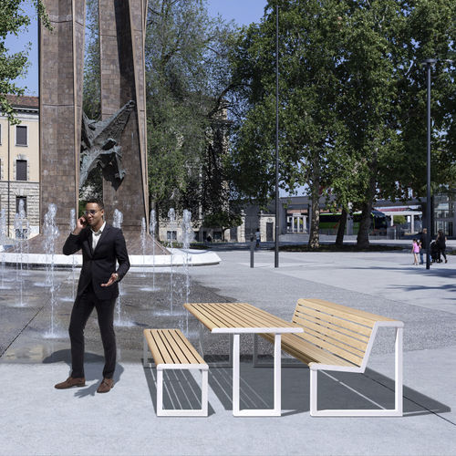Moderner Picknicktisch - H24 - URBANTIME - galvanisiertem Stahl / Aluminium / Gestell aus galvanisiertem Stahl