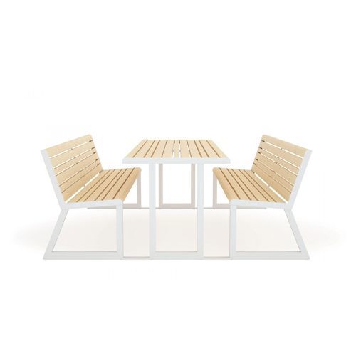 Moderner Picknicktisch - H24  - URBANTIME - Natureiche / Metall / Gestell aus Metall
