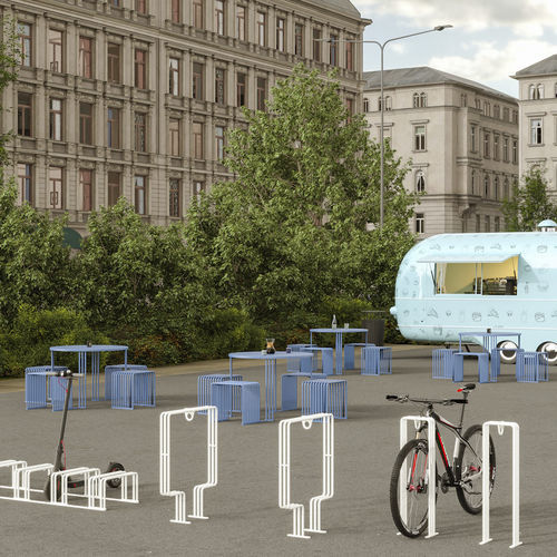Bodenstehender Fahrradständer - 015  - URBANTIME - vertikal / für öffentliche Bereiche / pulverbeschichteter Stahl