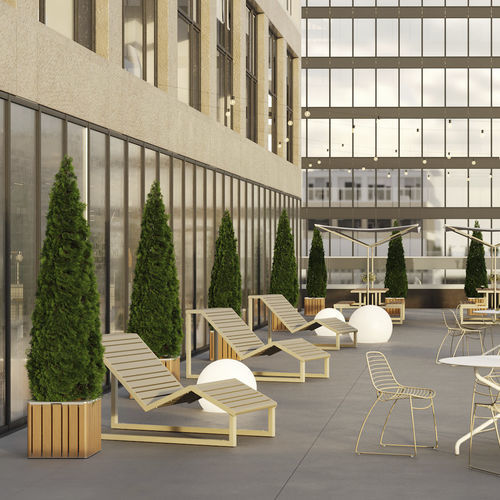 Moderne Sonnenliege - H24  - URBANTIME - Eiche / Aluminium / galvanisiertem Stahl