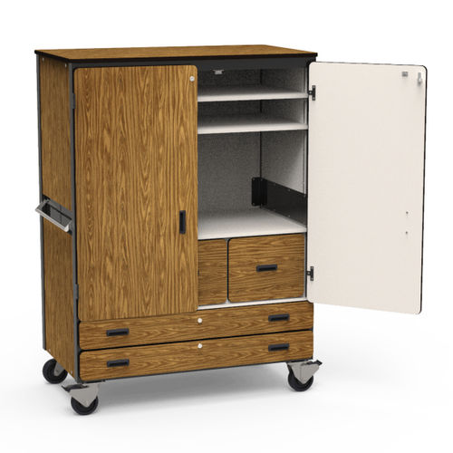 Mobiler Lagerschrank - #CABINET-2513-GRY091BLK01-GRY02 - Virco - mit Rollen / mit Schubladen / für Schulen