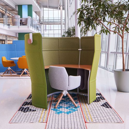 Modulierbares POD-Büro - OPENEST PRIVACY DESK - Haworth - Stoff / aus lackiertem Stahl / für Großraumbüros