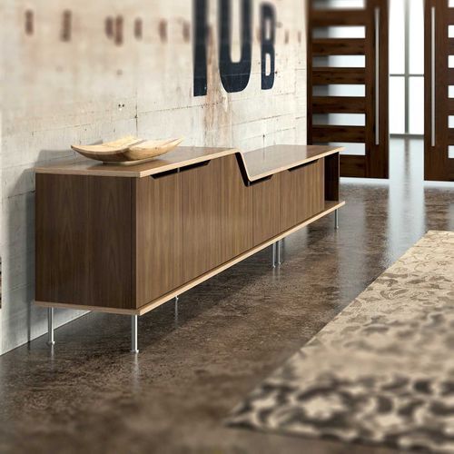 Modernes Sideboard - BESPACE  - Jasper Group - gestrichenes Holz / Metall / Rauchglas
