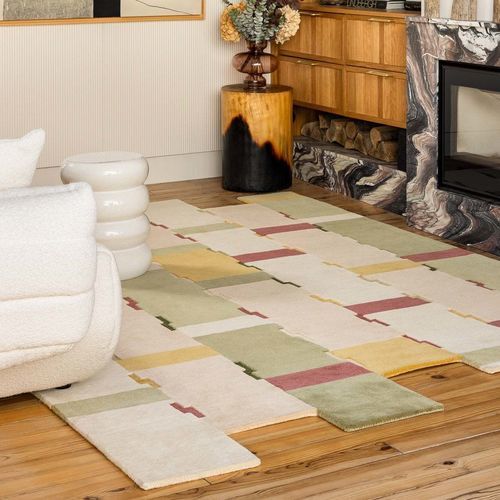 Teppich / originelles Design - BIZI GUETHARY - SERGE LESAGE - Streifenmuster / Wolle / Neuseelandwolle
