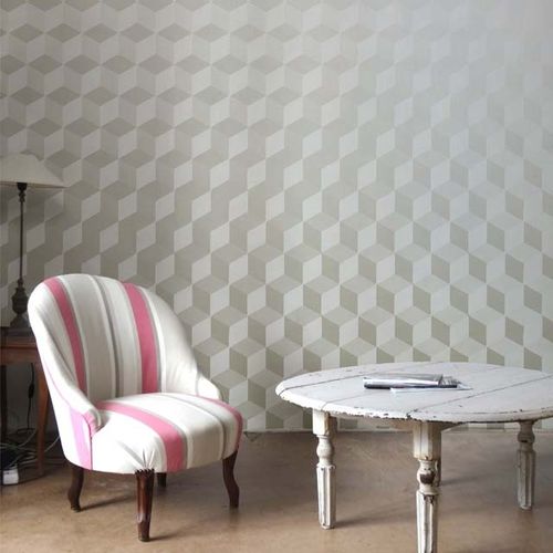 Moderne Tapete - DESIGNLUX#1 - Papiers de Paris - mit geometrischen Motiven / 3D-Effekt / weiß