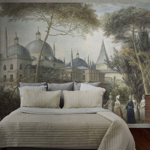 Klassische Tapete - TURKISH SCENE 1/2 - Papiers de Paris - Szenen / Tapetenoptik / grau