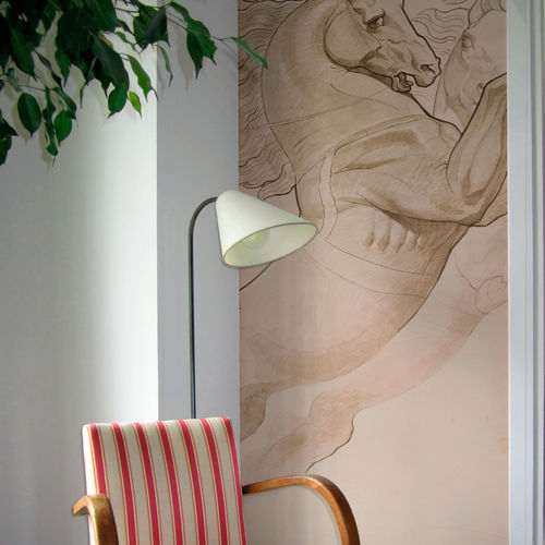 Moderne Tapete - HORSE - Papiers de Paris - Tiermuster / Skizzenmotiv / Tapetenoptik