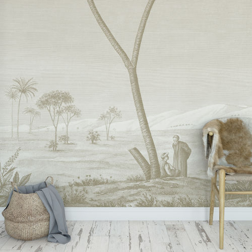 Klassische Tapete - EGYPT - DOUM PALM - Papiers de Paris - Szenen / Stoffoptik / sandfarben