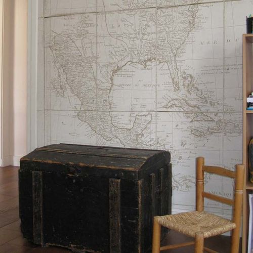 Klassische Tapete - AMERICA 1788 - Papiers de Paris - Panorama / Kartenmotiv / Szenen