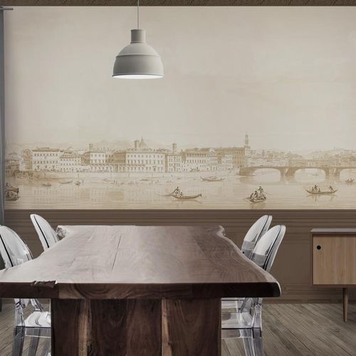 Moderne Tapete - GONDOLES IN FLORENCE - Papiers de Paris - Panorama / Szenen / Tapetenoptik