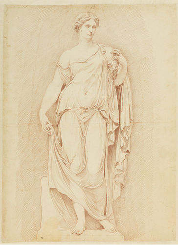 Klassische Tapete - ROMAN STATUE - Papiers de Paris - Szenen / Stoffoptik / sandfarben