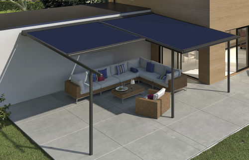 Selbsttragende Pergola - LT66 SMART  - La Toulousaine - Aluminium / Acrylgewebe / mit Stoffüberdachung