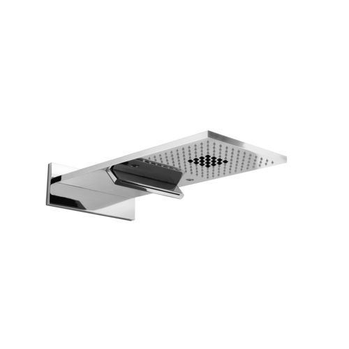 Wandmontierter Duschkopf - YES  - CARIMALI design shower_space - rechteckig / Regenstrahl / Chromotherapie