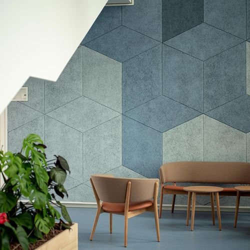 Wandmontierte Akustikplatte - RHOMB - Troldtekt A/S - für Decke / Holzzement / 3D