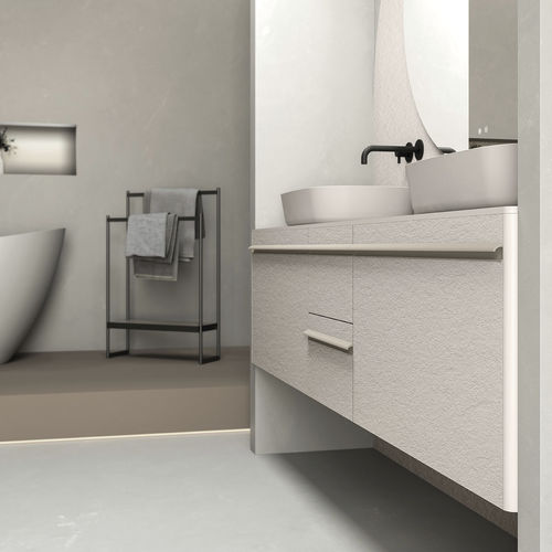 Doppelter Waschtisch-Unterschrank - CURVE - Fiora - freistehend / Harz / Design