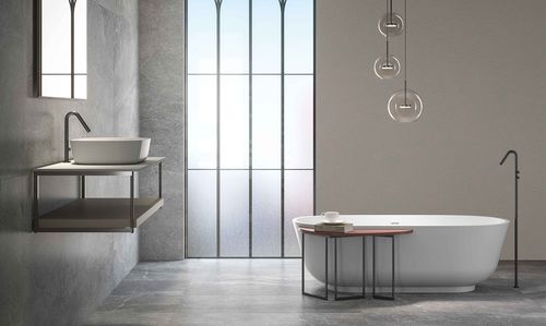 Ovale Badewanne - OVALY - Fiora - auf Füßen / für Wohnungen / Verbundwerkstoff