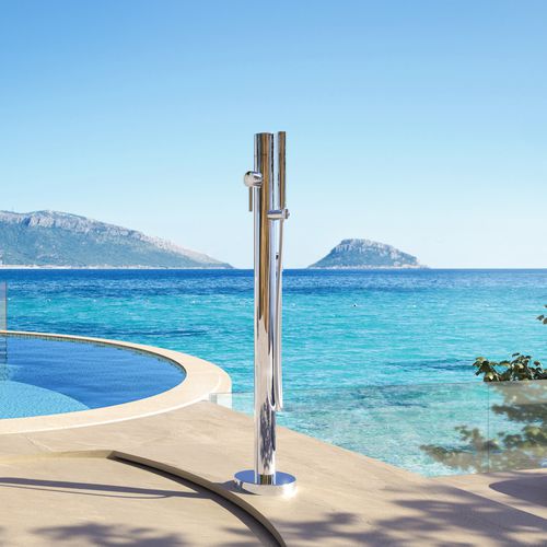 Duschsäule für Außenbereich - TELEFONO M e6 - Inoxstyle - für Spa / Edelstahl / auf Fuß