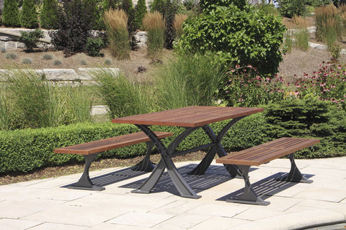 Moderne Tischgarnitur - MLPT1200 - Maglin Site Furniture - Holz / Aluminium / für Außenbereich