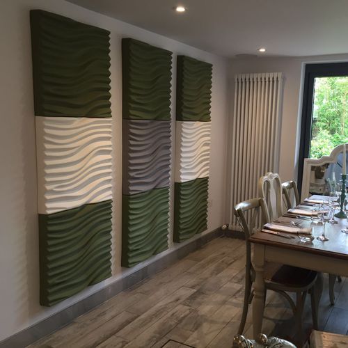 Wandmontierte Akustikplatte - WAVE - Soundtect - für Decke / Polyester / quadratisch