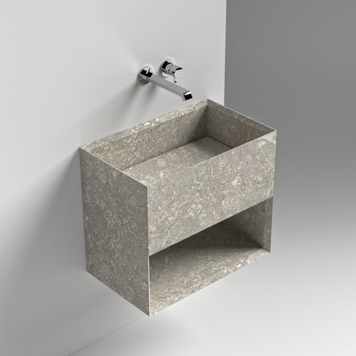 Wand-Waschbecken - RETTANGOLO VANO SENZA - SIGN - Naturstein / mit Ablage / rechteckig