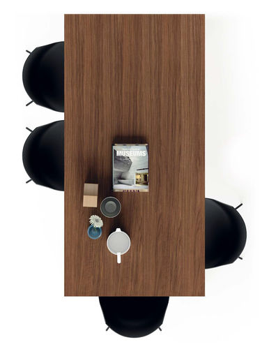 Moderner Esstisch - T05  - VIVE - MUEBLES VERGE S.L. - Holz / Keramik / lackiertes Glas