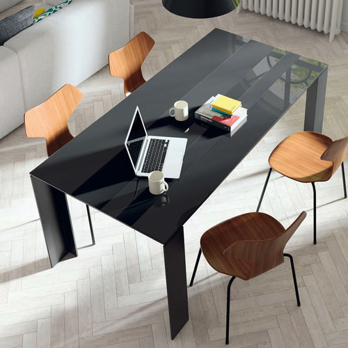 Moderner Esstisch - T09  - VIVE - MUEBLES VERGE S.L. - Holz / Keramik / lackiertes Glas