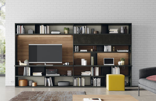 Moderne Wohnwand - EST101 - VIVE - MUEBLES VERGE S.L. - Holz / mit integrierter Beleuchtung