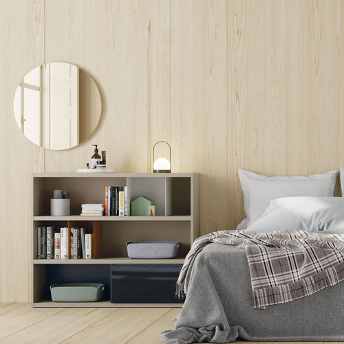 Modul-Bücherregal - EST106 - VIVE - MUEBLES VERGE S.L. - modern / lackiertes Holz / Glas