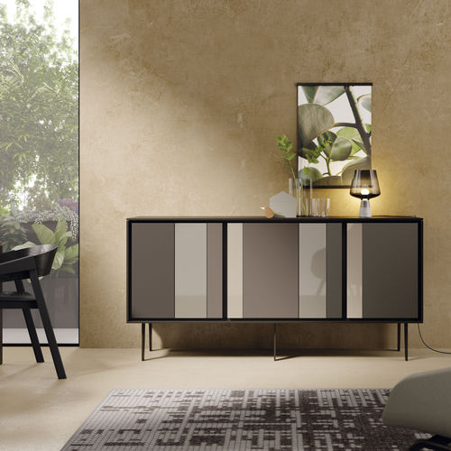Modernes Sideboard - BOOK 05 - VIVE - MUEBLES VERGE S.L. - lackiertes Holz / Glas / modular