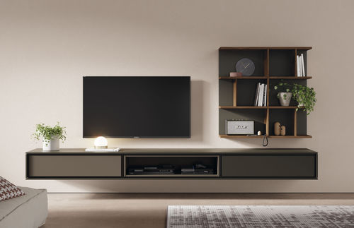 Moderne Wohnwand - BOOK 06 - VIVE - MUEBLES VERGE S.L. - lackiertes Holz / Eiche / Modul