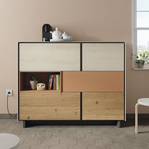 Modernes Sideboard - BOOK 13 - VIVE - MUEBLES VERGE S.L. - lackiertes Holz / Eiche / Keramik