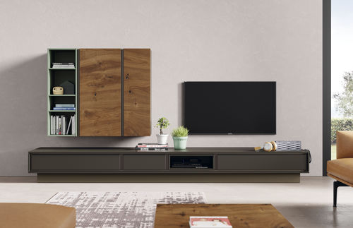 Moderne Wohnwand - BOOK 18 - VIVE - MUEBLES VERGE S.L. - lackiertes Holz / Eiche