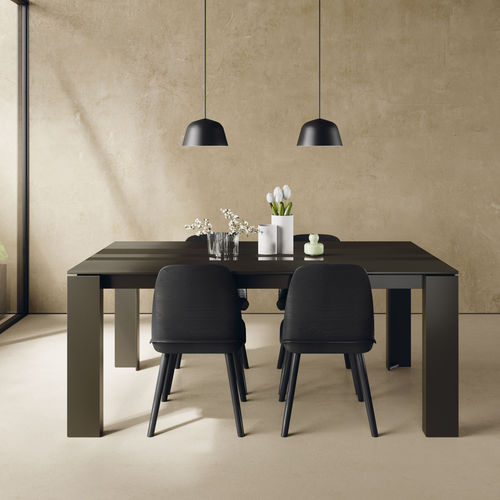 Moderner Esstisch - 104 - VIVE - MUEBLES VERGE S.L. - Glas / Keramik / Gestell aus lackiertem Holz