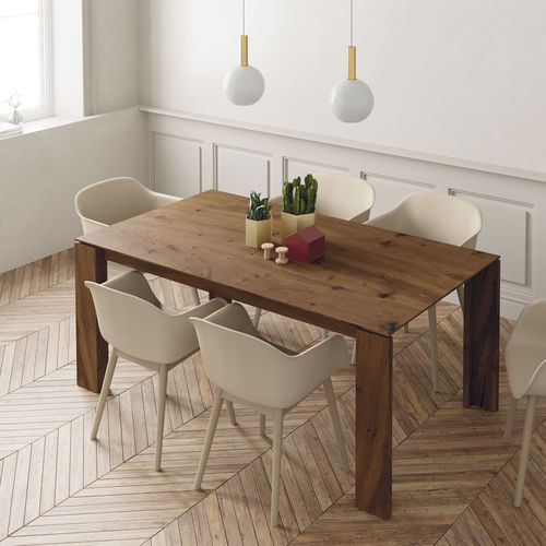Moderner Esstisch - 105 - VIVE - MUEBLES VERGE S.L. - Glas / Keramik / Gestell aus lackiertem Holz