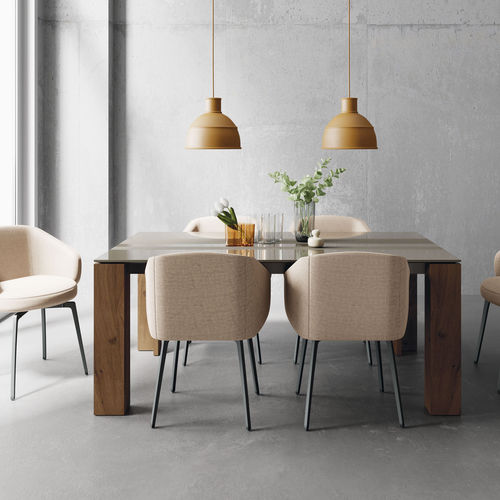 Moderner Esstisch - 107 - VIVE - MUEBLES VERGE S.L. - Glas / Keramik / Gestell aus Massivholz
