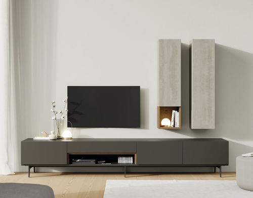 Moderne Wohnwand - ON SAL&Oacute;N 1 - VIVE - MUEBLES VERGE S.L. - Holzfurnier / mattlackiertes Holz / Natureiche