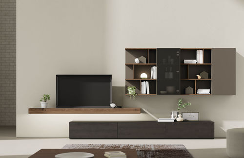 Moderne Wohnwand - ON SAL&Oacute;N 3 - VIVE - MUEBLES VERGE S.L. - Holzfurnier / mattlackiertes Holz / Natureiche