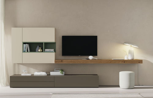 Moderne Wohnwand - ON SAL&Oacute;N 4 - VIVE - MUEBLES VERGE S.L. - Holzfurnier / mattlackiertes Holz / Natureiche