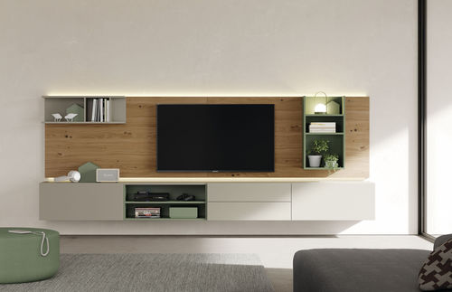 Moderne Wohnwand - ON SAL&Oacute;N 5 - VIVE - MUEBLES VERGE S.L. - Eiche / Holzfurnier / mattlackiertes Holz