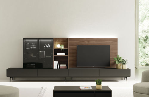 Moderne Wohnwand - ON SAL&Oacute;N 10 - VIVE - MUEBLES VERGE S.L. - lackiertes Holz / Holzfurnier / Nussbaum