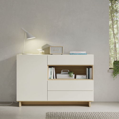 Modernes Sideboard - ON APARADOR 9 - VIVE - MUEBLES VERGE S.L. - mattlackiertes Holz / Natureiche / mit Regal