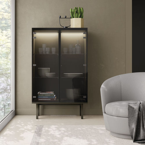 Hohes Sideboard - ON APARADOR 14 - VIVE - MUEBLES VERGE S.L. - modern / mattlackiertes Holz / lackiertes Glas