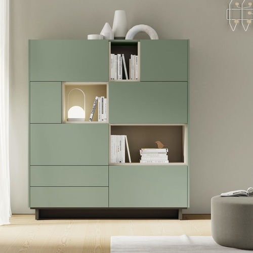 Hohes Sideboard - ON APARADOR 16 - VIVE - MUEBLES VERGE S.L. - modern / mattlackiertes Holz / mit Regal